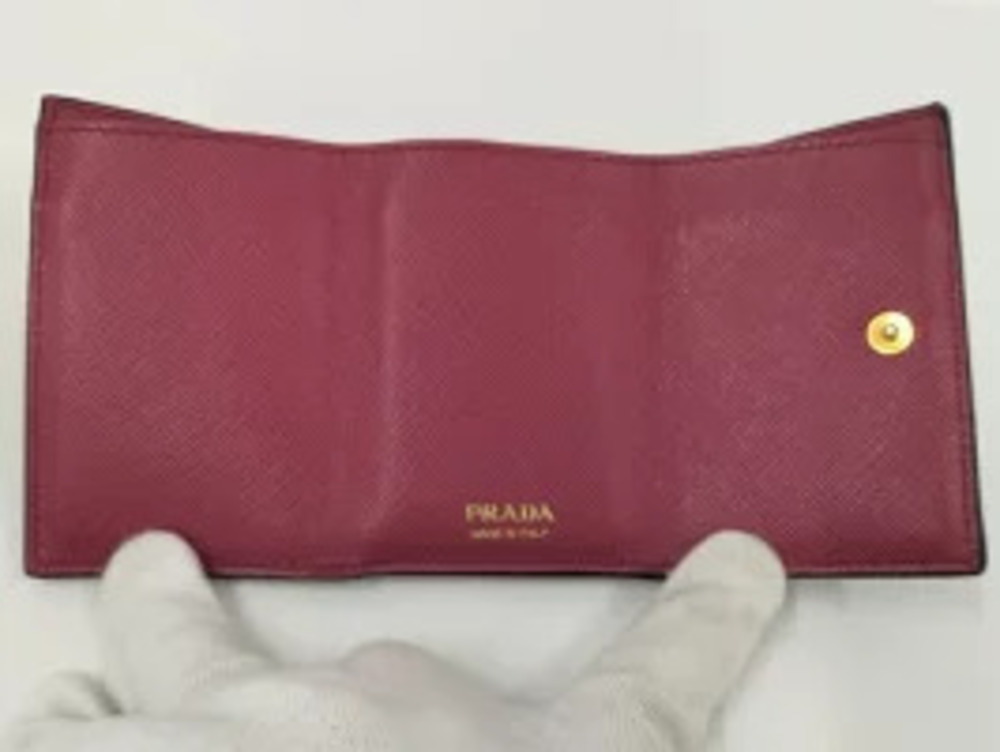 Prada Wallet Saffiano Leather Compact Bicolor Black